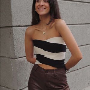 Patchwork Zipper Up Tube Top